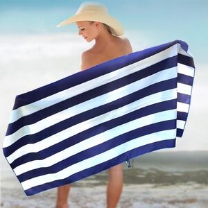 Navy and White Striped microfiber, quick dry, elite trend beach towel 78x35inche